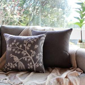 Grey: Graphite Bird Embroidery Set - Cushion Cover Set