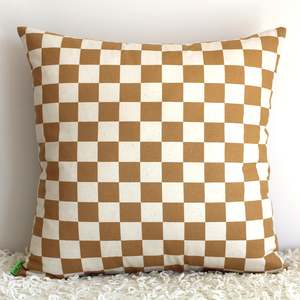 Natural: Latte Check - Cushion Cover - 50cm x 50cm