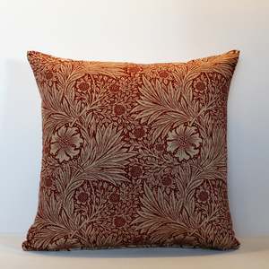 Red: Ruby Red Beige Floral - Cushion Cover - 45cm x 45cm