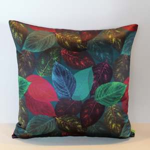 Red: Woodland Leaves - Cushion Cover -  50cm x 50cm