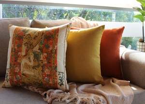 Set Of 3: Mustard/Orange Vintage Set - Cushion Cover Set