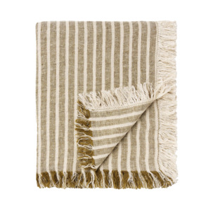 Ava linen striped throw khaki 210 x 150cm