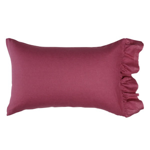 SOW linen pillowcase set with ruffle fuchsia