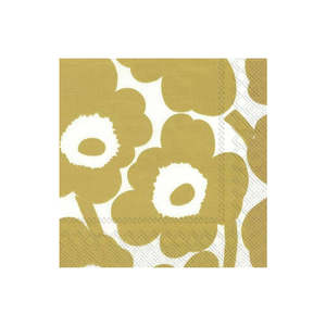 Dining: Marimekko unikko cocktail napkins set of 20 white gold