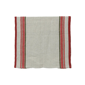 Dining: Selvedge stripe linen table runner red 180cm