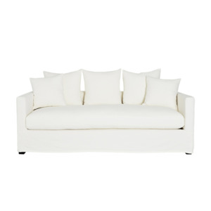 Martha linen cotton blend 3-seater sofa white
