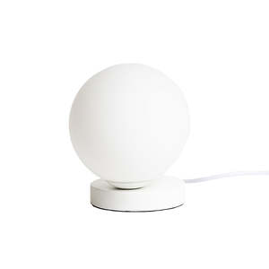 Lighting: Round frosted table lamp