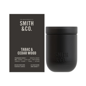 Candles Lanterns: Smith & Co candle tabac & cedarwood 250g