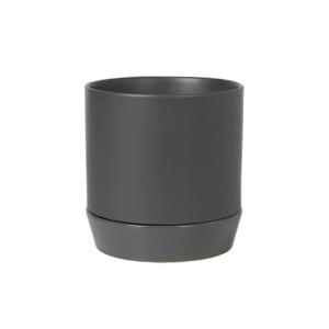 Pots Planters: Broste denise pot with saucer charcoal 21cm