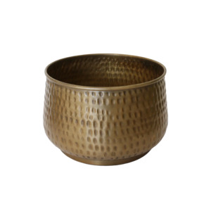 Textured antique brass look planter 24cm