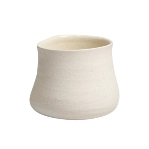 Pots Planters: Textured bellied pot off-white 18cm