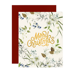 Cards: Merry Christmas floral card
