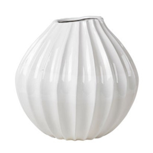 Vases Planters: Broste wide lines vase white 40cm