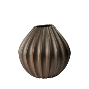 Vases Planters: Broste wide lines vase 30cm antique brown