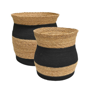 Storage 1: Banya basket natural with black stripe