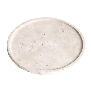 Light travertine round tray 28cm