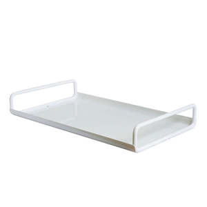 Metal tray with handles white