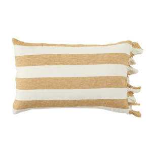 SOW turmeric stripe linen pillowcase set with ruffle