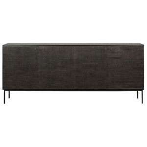 Teak grooves 4-door sideboard 200cm black