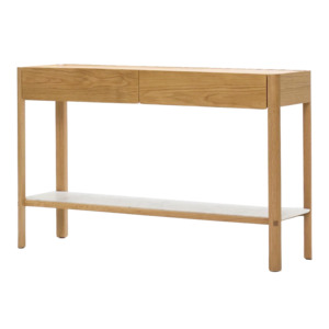 Neil oak console with marble shelf 120cm natural