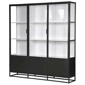 Cabinets Sideboards: Metal triple door glass cabinet 200cm black