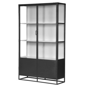 Cabinets Sideboards: Metal double door glass cabinet 200cm black