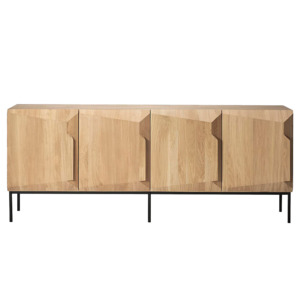 Cabinets Sideboards: Oak angled sideboard 4-door 200cm natural