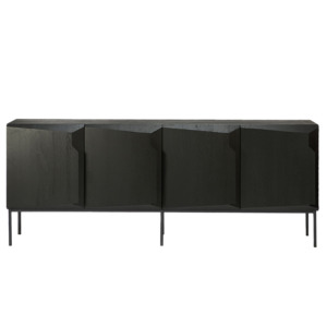 Oak angled sideboard 4-door 200cm black