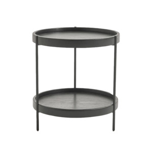 Norse two-tier oak side table 44cm black