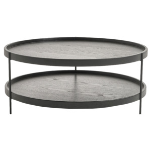 Norse two-tier oak coffee table 90cm black