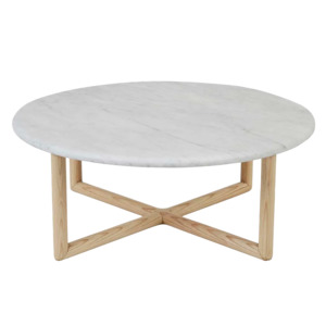Globewest Camille marble and ash wood coffee table