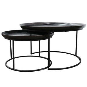 Catalina round nesting tables set of two black
