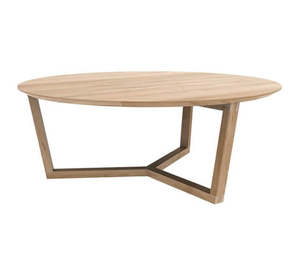 Coffee Tables: Oak tripod coffee table natural 96cm