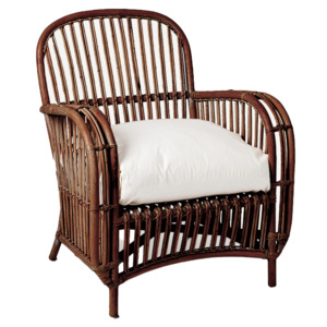 Chairs: Large rattan armchair dark