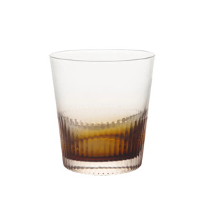 Glassware: Ribbed whiskey tumbler amber