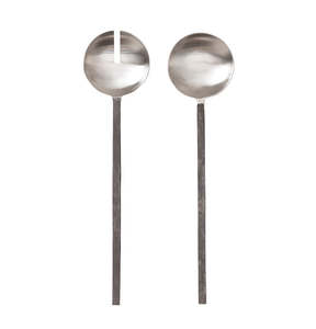 Cutlery Utensils: Hand forged burnished salad servers 30cm