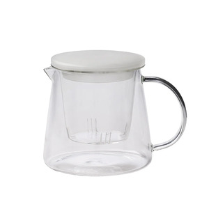 Cups Bottles: Glass teapot with white porcelain lid 500ml
