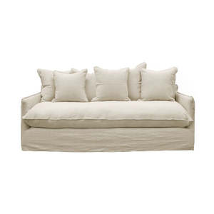 Sofas Ottomans: Boston slip cover 2.5 seater sofa oatmeal