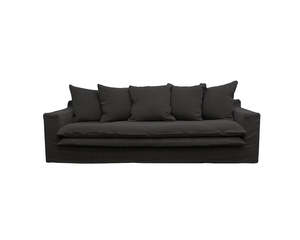 Sofas Ottomans: Asher slipcover 3.5 seater sofa black