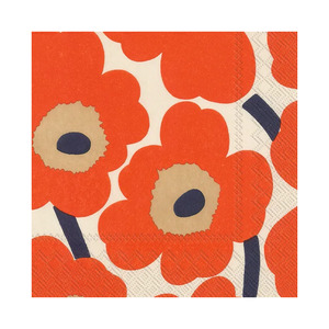 Marimekko unikko paper napkins set of 20 cream and orange