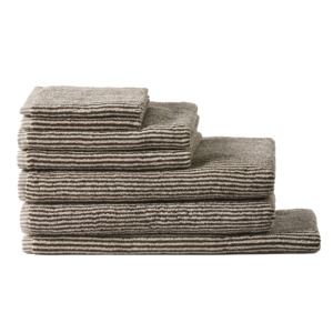 Towels Cloths: Striped cotton towel range cocoa & white