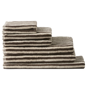 Wide stripe cotton bath towel range cocoa