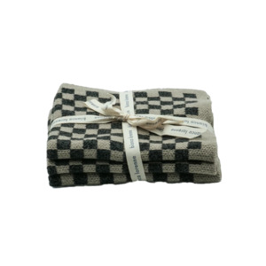 Set of 3 cotton cloths graphite check