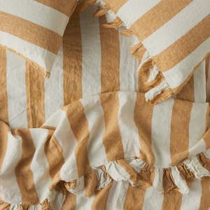 Duvets Sheets: SOW turmeric stripe linen fitted sheet