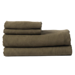 Linen fitted sheet ivy
