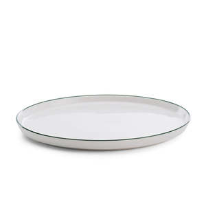 Dinnerware: Roman dinner plate white with green rim