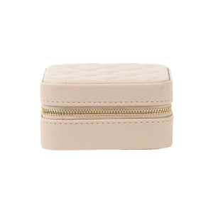 Small square quilted jewellery box 10cm putty