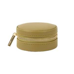 Small round jewellery box 10cm khaki