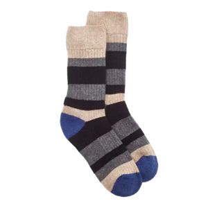 Socks Scarfs: Possum merino wool striped ribbed socks