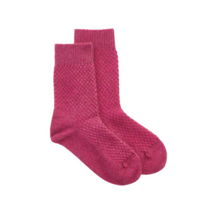 Possum merino honeycomb wool socks fuschia